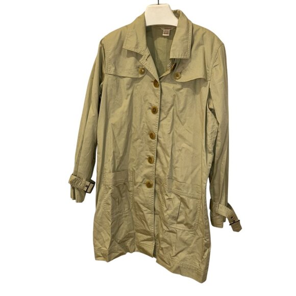 sundance khaki lighweight cotton 3/4 rain jacket trench P L - Picture 1 of 4